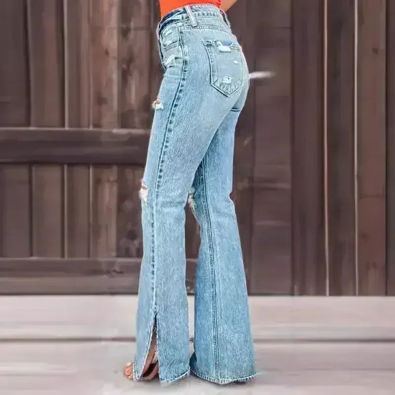 25 Edition – High Waist Ripped Split Stretch Jeans for Women - Femstylo