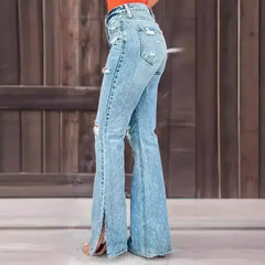 25 Edition – High Waist Ripped Split Stretch Jeans for Women - Femstylo