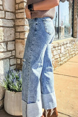 Ashleigh Blue Mineral Wash Distressed Wide Leg Jeans - Femstylo