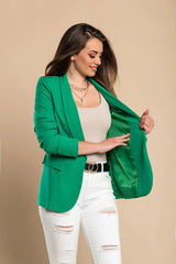 Daljši blazer s klasičnim ovratnikom Turina, zelen - Femstylo