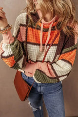 Drawstring Color Block Mock Neck Sweater - Femstylo