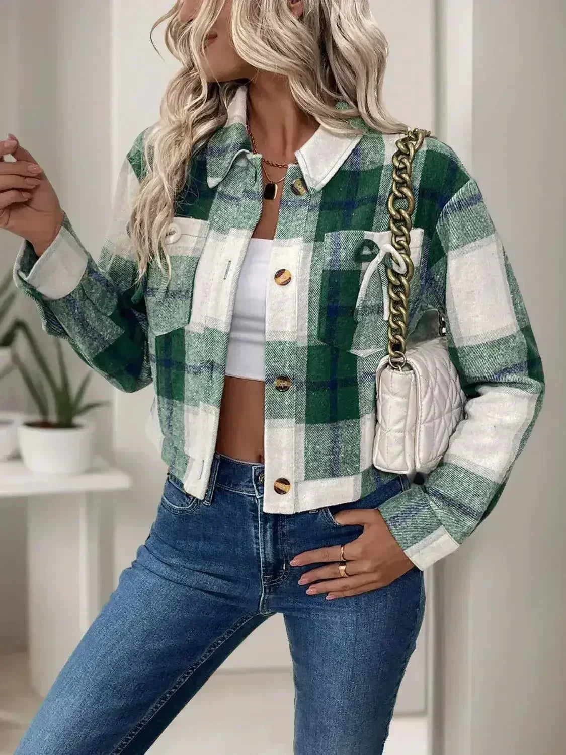 Perfee Color Block Button Up Jacket - Femstylo