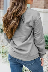 Gray Sequin Baseball Graphic Crewneck Game Day Sweatshirt - Femstylo
