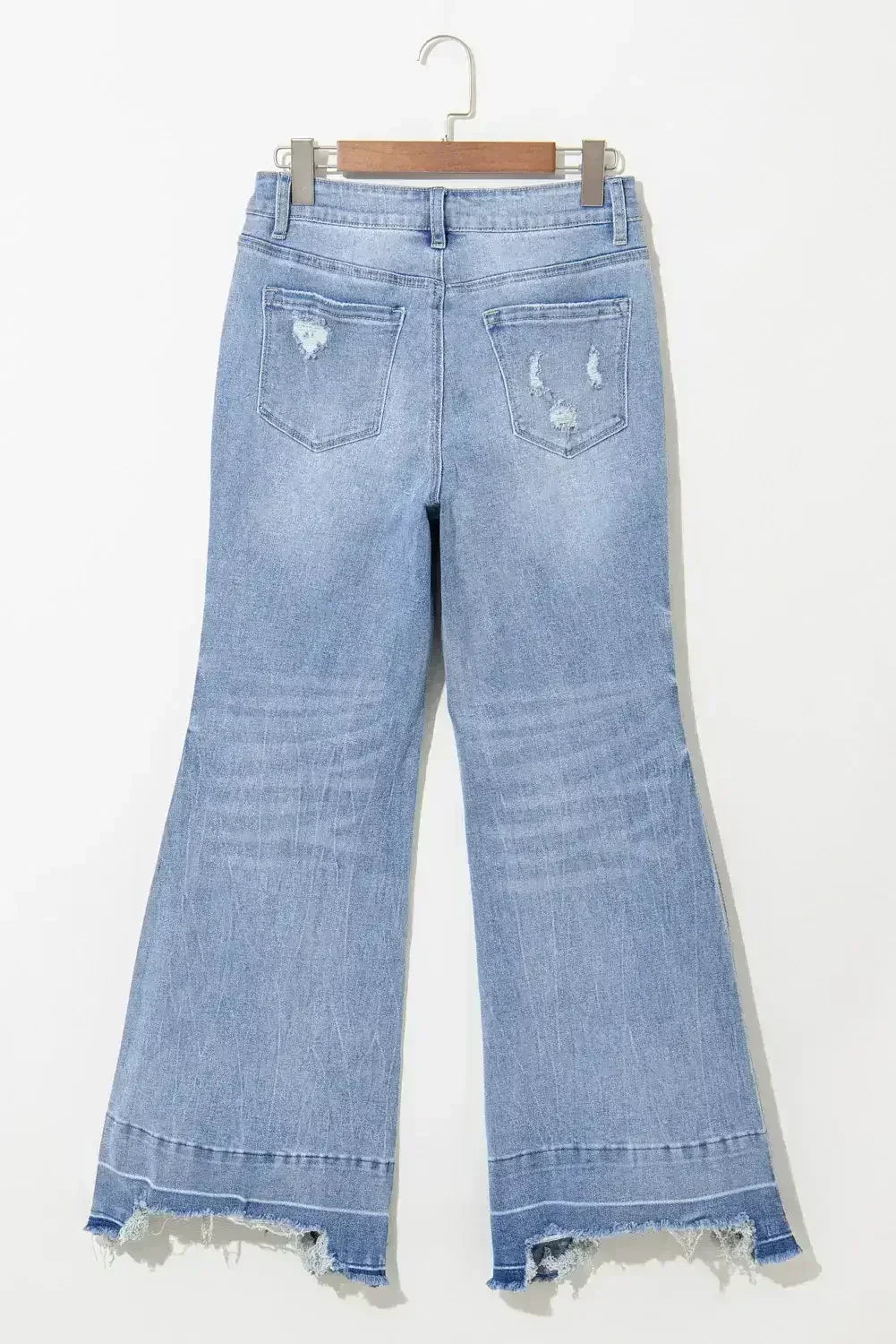 Ashleigh Blue Acid Wash Raw Hem High Waist Flared Jeans - Femstylo