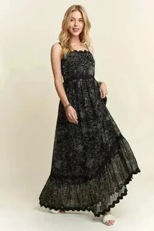 Floral Maxi Cami Dress – Adjustable Straps & Flowy Silhouette - Femstylo