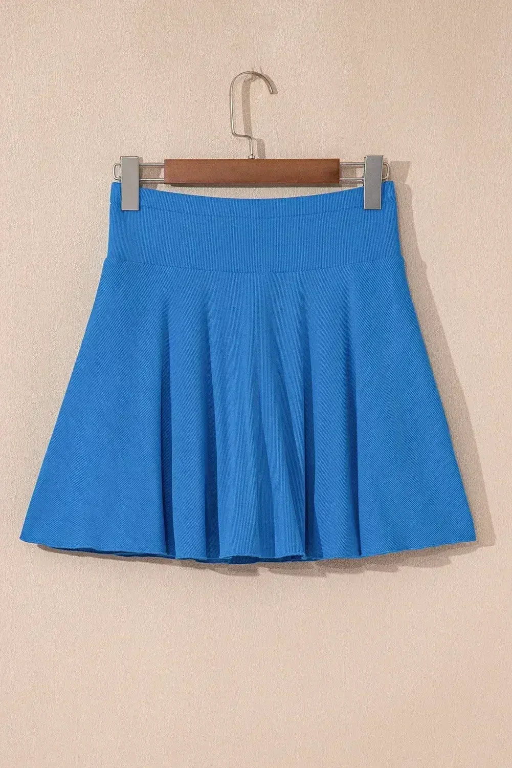 Blue A-line Draped High Waist Pocketed Lined Skort - Femstylo