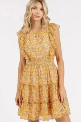 Mittoshop Ditsy Floral Print Ruffle Chiffon Mini Dress - Femstylo