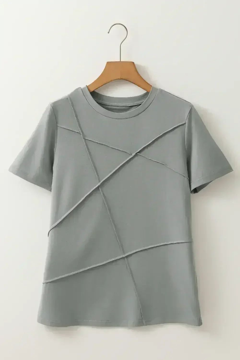 Dirty Blue Solid Color Round Neck T Shirt - Femstylo