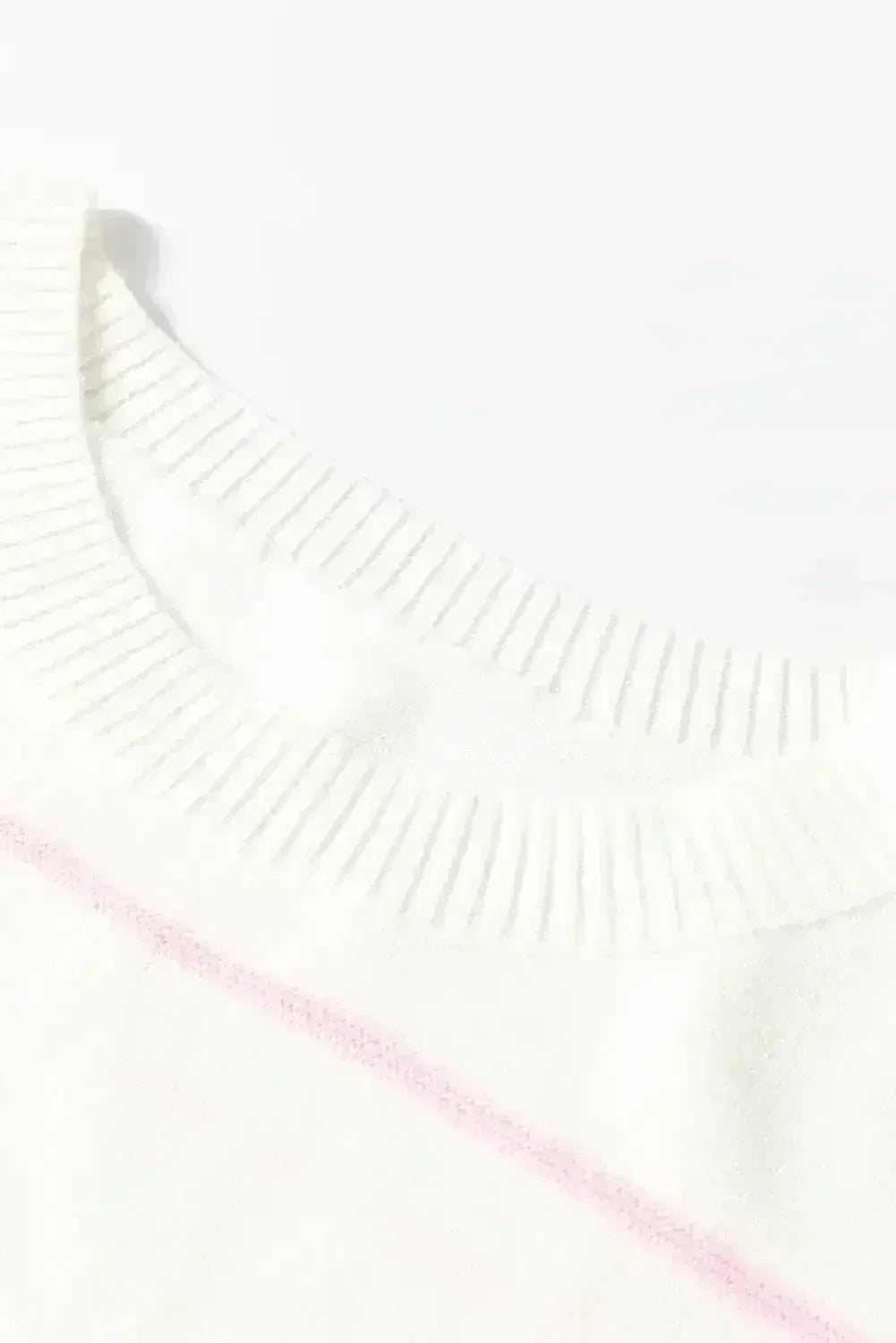 White Striped Half Sleeve Drop Shoulder Sweater - Femstylo