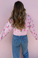 Delicacy Sweet Floral Print Drop Shoulder Cropped Sweater