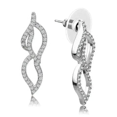 3W1418 - Rhodium Brass Jewelry Sets with AAA Grade CZ in Clear - Femstylo