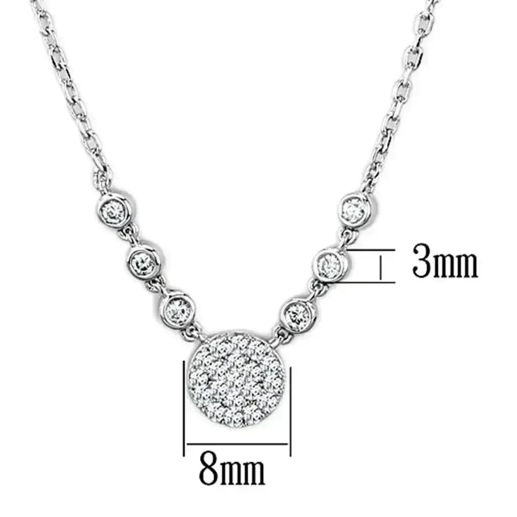 3W417 - Rhodium Brass Necklace with AAA Grade CZ in Clear - Femstylo