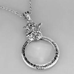 3W913 - Rhodium Brass Magnifier pendant with Synthetic Synthetic Glass - Femstylo