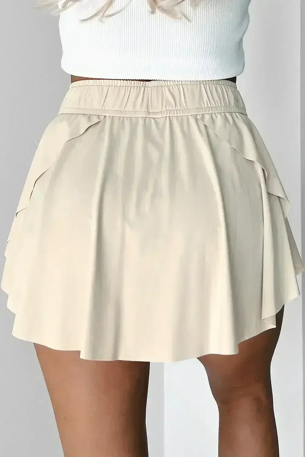 Light Green Drawstring High Waist Lined Tennis Skort - Femstylo