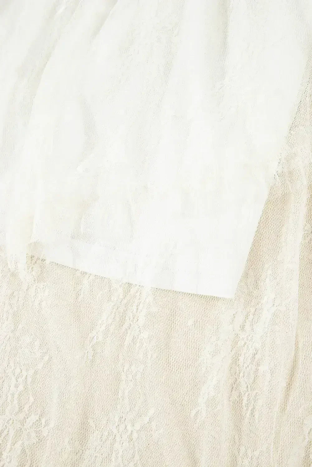 Beige Lace Cascading Tiered High Waist Maxi Skirt - Femstylo