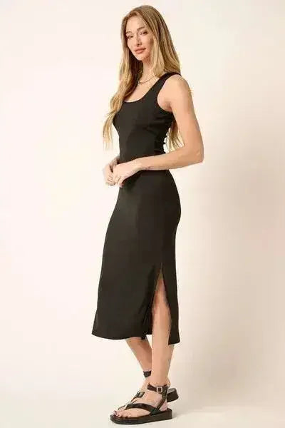 Mittoshop Side Slit Wide Strap Midi Tank Dress - Femstylo