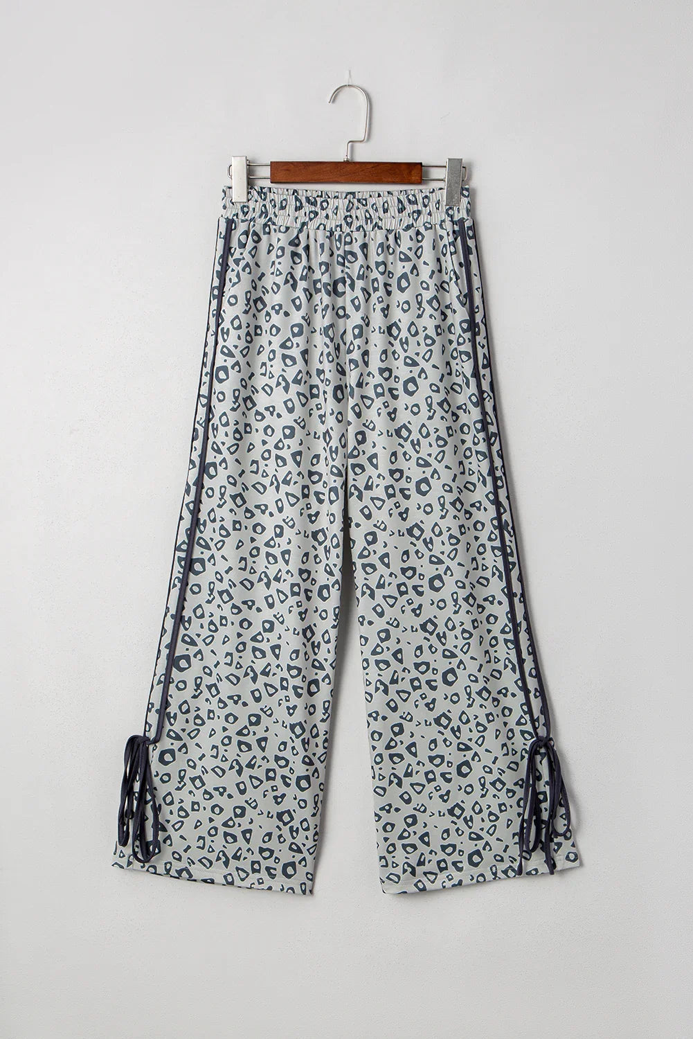 Khaki Leopard Print High Rise Knot Side Pants