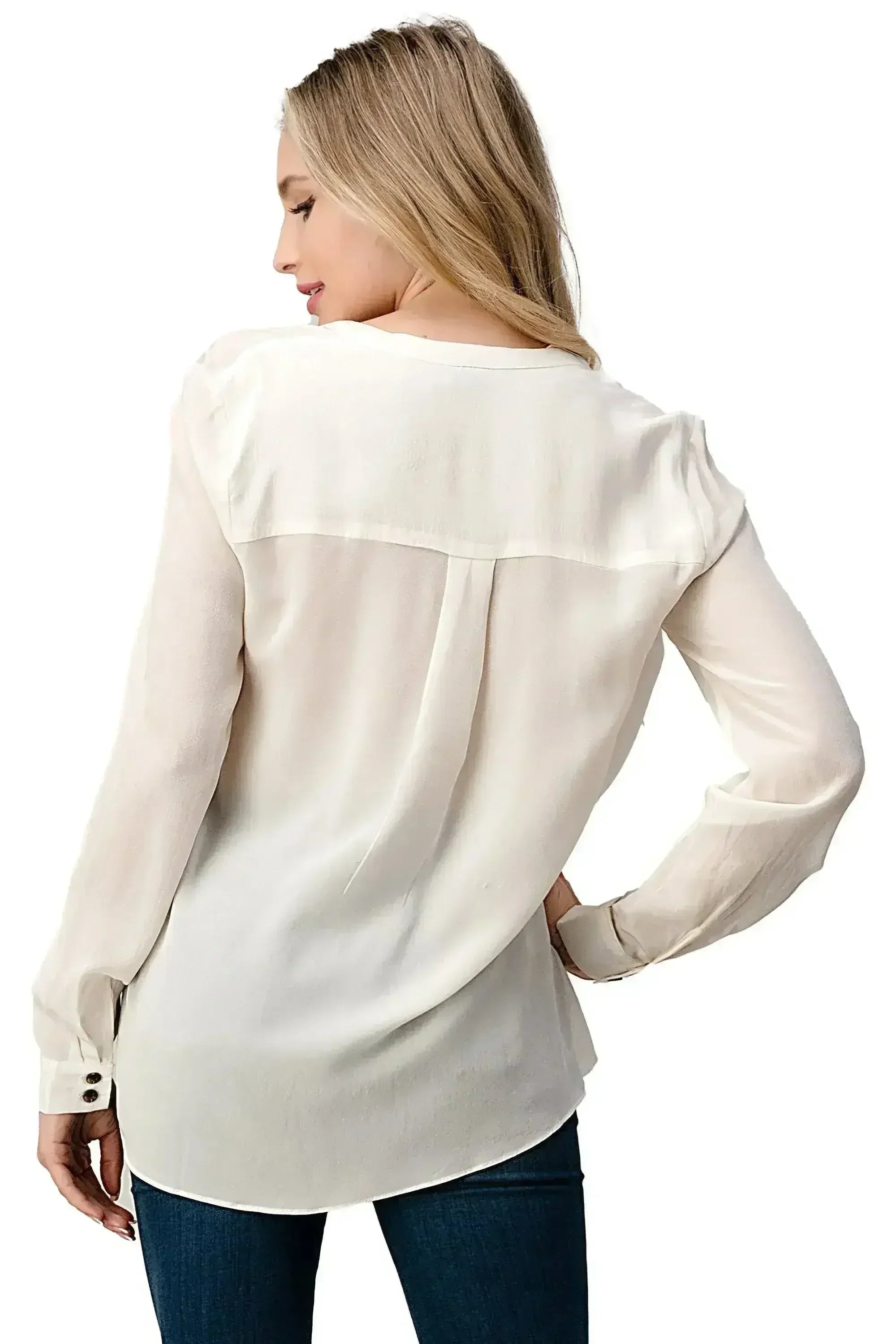 Ruffle Detail Button-Up Blouse - Femstylo