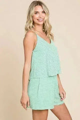 Culture Code Striped Double Flare Romper - Full Size - Femstylo
