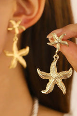 Gold Alloy Starfish Stud Dangle Earrings – Femstylo
