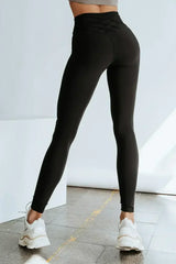Black Criss Cross Tummy Control High Waisted Leggings - Femstylo