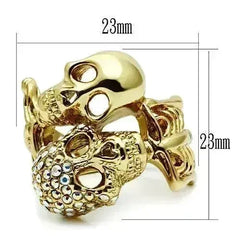 3W007 - Gold White Metal Ring with Top Grade Crystal in Aurora - Femstylo