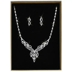 3W1418 - Rhodium Brass Jewelry Sets with AAA Grade CZ in Clear - Femstylo