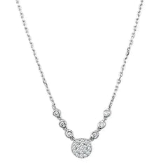 3W417 - Rhodium Brass Necklace with AAA Grade CZ in Clear - Femstylo