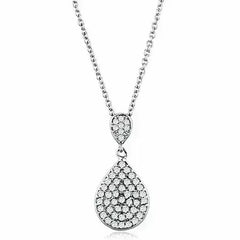 3W720 - Rhodium Brass Necklace with AAA Grade CZ in Clear - Femstylo