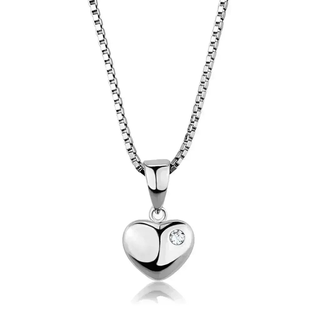 3W825 - Rhodium Brass Chain Pendant with AAA Grade CZ in Clear - Femstylo