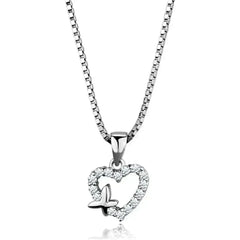 3W840 - Rhodium Brass Chain Pendant with AAA Grade CZ in Clear - Femstylo