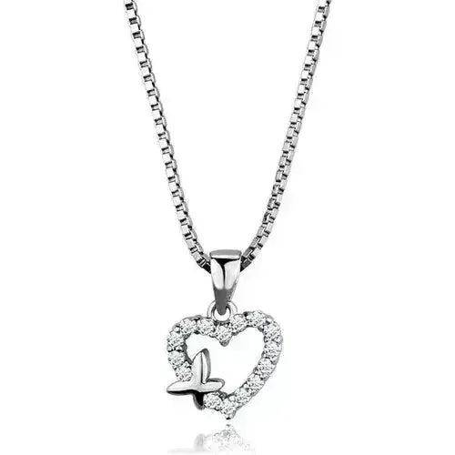3W840 - Rhodium Brass Chain Pendant with AAA Grade CZ in Clear - Femstylo
