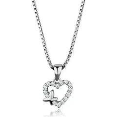 3W840 - Rhodium Brass Chain Pendant with AAA Grade CZ in Clear - Femstylo