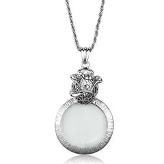 3W913 - Rhodium Brass Magnifier pendant with Synthetic Synthetic Glass - Femstylo