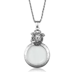 3W913 - Rhodium Brass Magnifier pendant with Synthetic Synthetic Glass - Femstylo