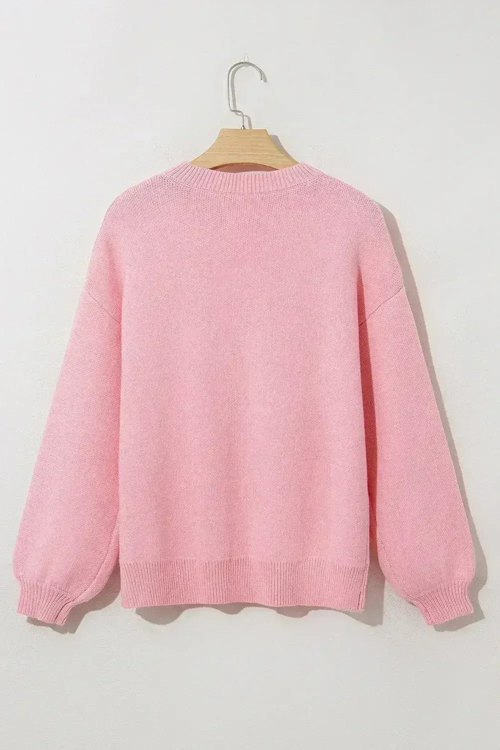 Pink Bow Round Neck Pullover Sweater - Femstylo