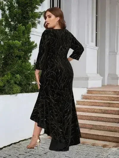 Plus Size Ruffle Hem High-Low Dress - Femstylo