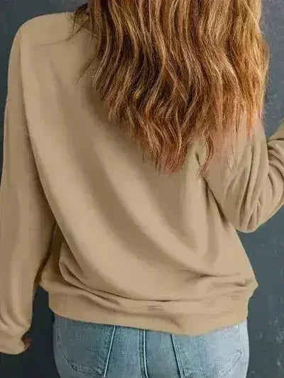 Embroidered Clover Pattern Round Neck Sweatshirt - Femstylo