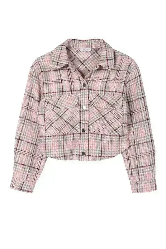Plaid crop jacket - Femstylo