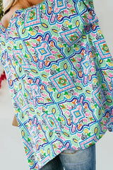 White Boho Floral Printed Rhinestone 3/4 Sleeve Open Front Kimono - Femstylo