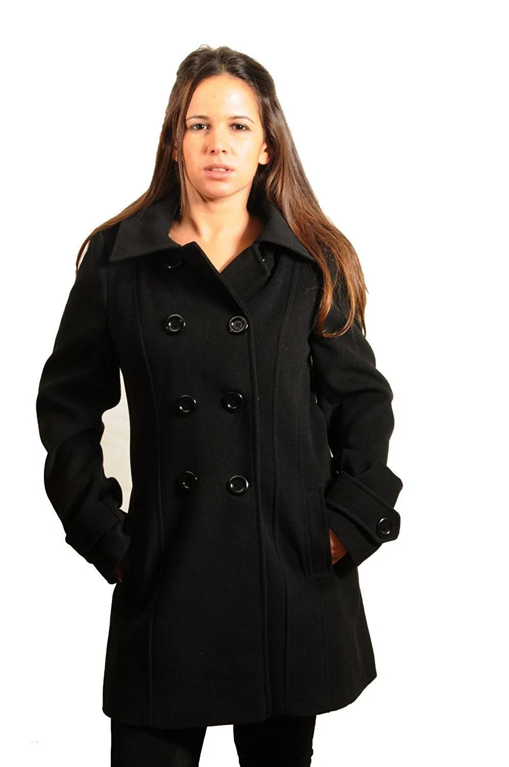 Wool Feel Double Breasted Hooded Coat