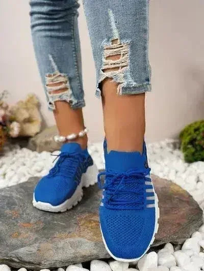 Cutout Leopard Lace Up Mesh Athletic - Femstylo