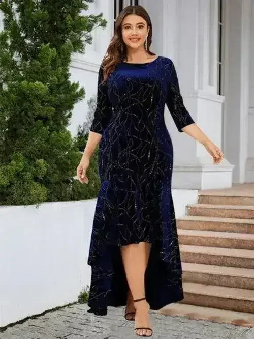 Plus Size Ruffle Hem High-Low Dress - Femstylo