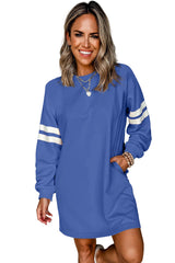 Sky Blue Preppy Striped Sleeve Loose Mini Dress