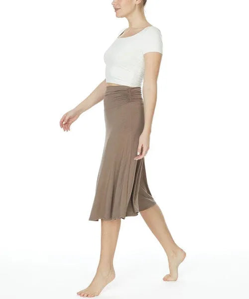 Bamboo Flared Skirt – Organic Mid-Length with Shirring