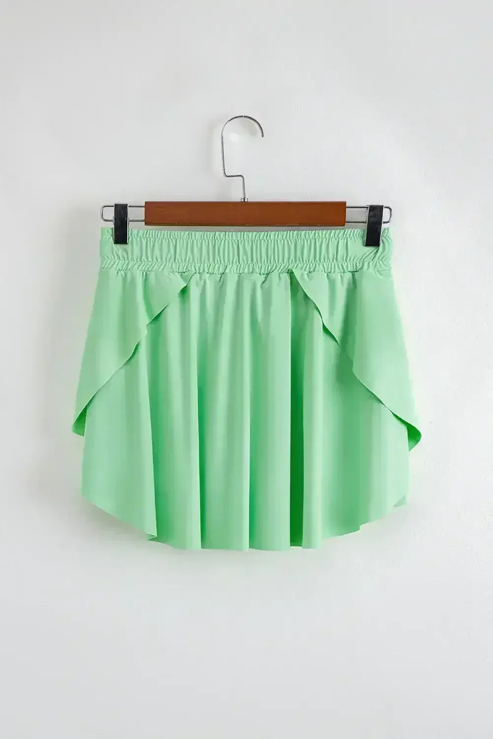 Light Green Drawstring High Waist Lined Tennis Skort - Femstylo