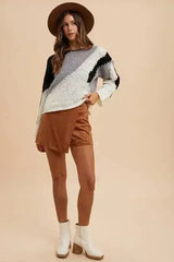Annie Wear Color Block Drop Shoulder Sweater - Trendy & Comfortable - Femstylo