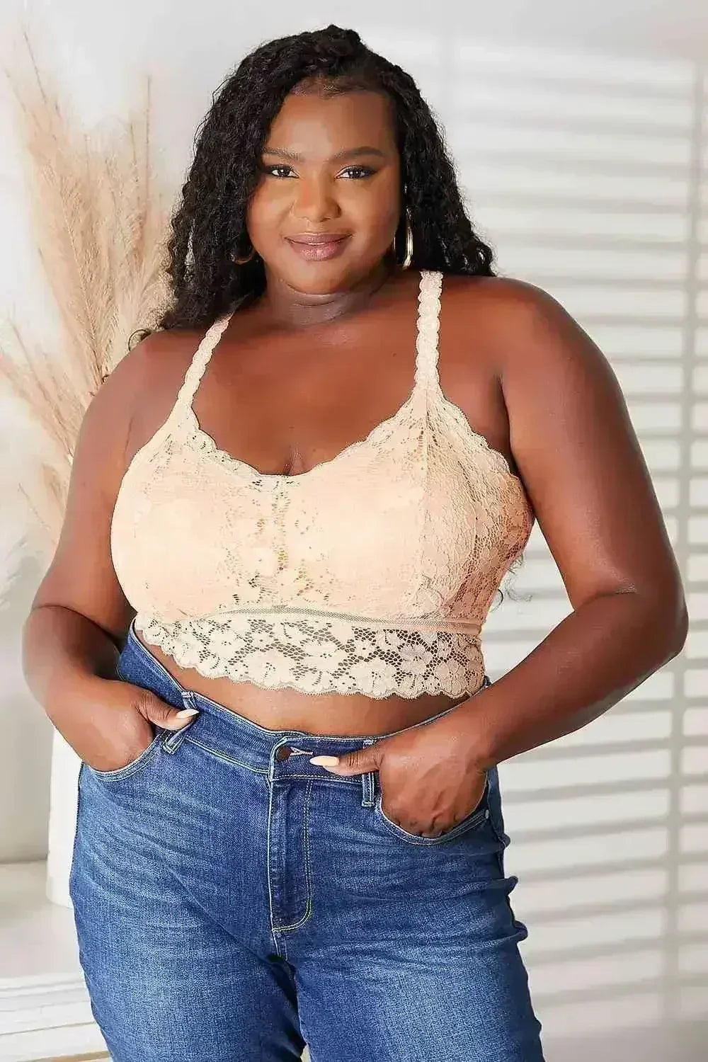 JadyK Juliette Full Size Crisscross Lace Bralette - Femstylo