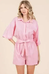 Mittoshop Tie Waist Half Sleeve Romper - Femstylo