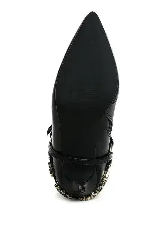 Buckle Harness Stiletto Boots - 3" Heel | Femstylo - Femstylo
